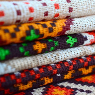 Geleneksel Ukrayna halk sanatı yığını tekstil kumaş üzerinde nakış desenleri örme