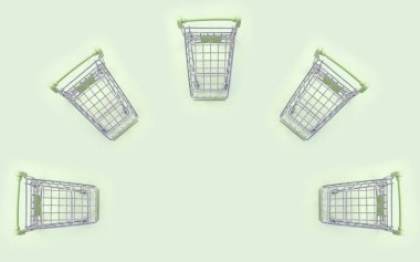 Kireç arka plan üzerinde birçok küçük alışveriş arabaları Desen