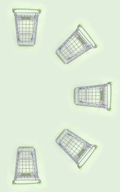 Kireç arka plan üzerinde birçok küçük alışveriş arabaları Desen