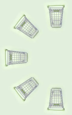 Kireç arka plan üzerinde birçok küçük alışveriş arabaları Desen