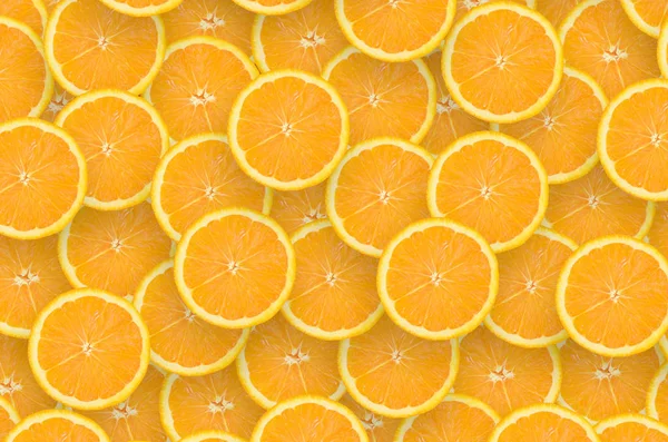 Narancsszínű citrusszeletek mintája. Citrus lapos feküdt — Stock Fotó