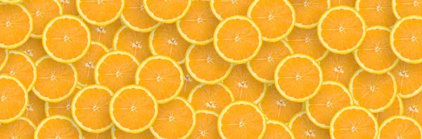 Narancsszínű citrusszeletek mintája. Citrus lapos feküdt — Stock Fotó