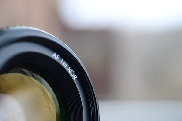 Nikon AF NIKKOR 50mm 1.4D photographic lens close up — Stock Photo, Image