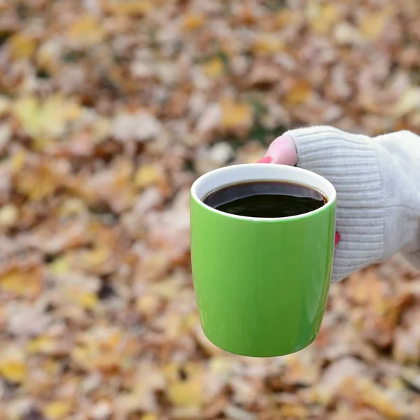 Yeşil kahve fincanı tutan beyaz kazak giyen kadın