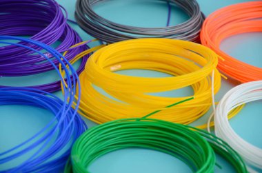 Çeşitli renklerde bir 3d kalem veya yazıcı üzerine baskı için Plastik Pla ve Abs filament malzeme