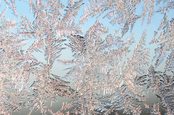 窓ガラスペインに雪片フロストライムマクロ — ストック写真