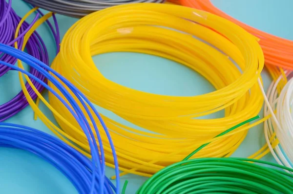 Plastic PLA and ABS filament material for printing on a 3D pen o