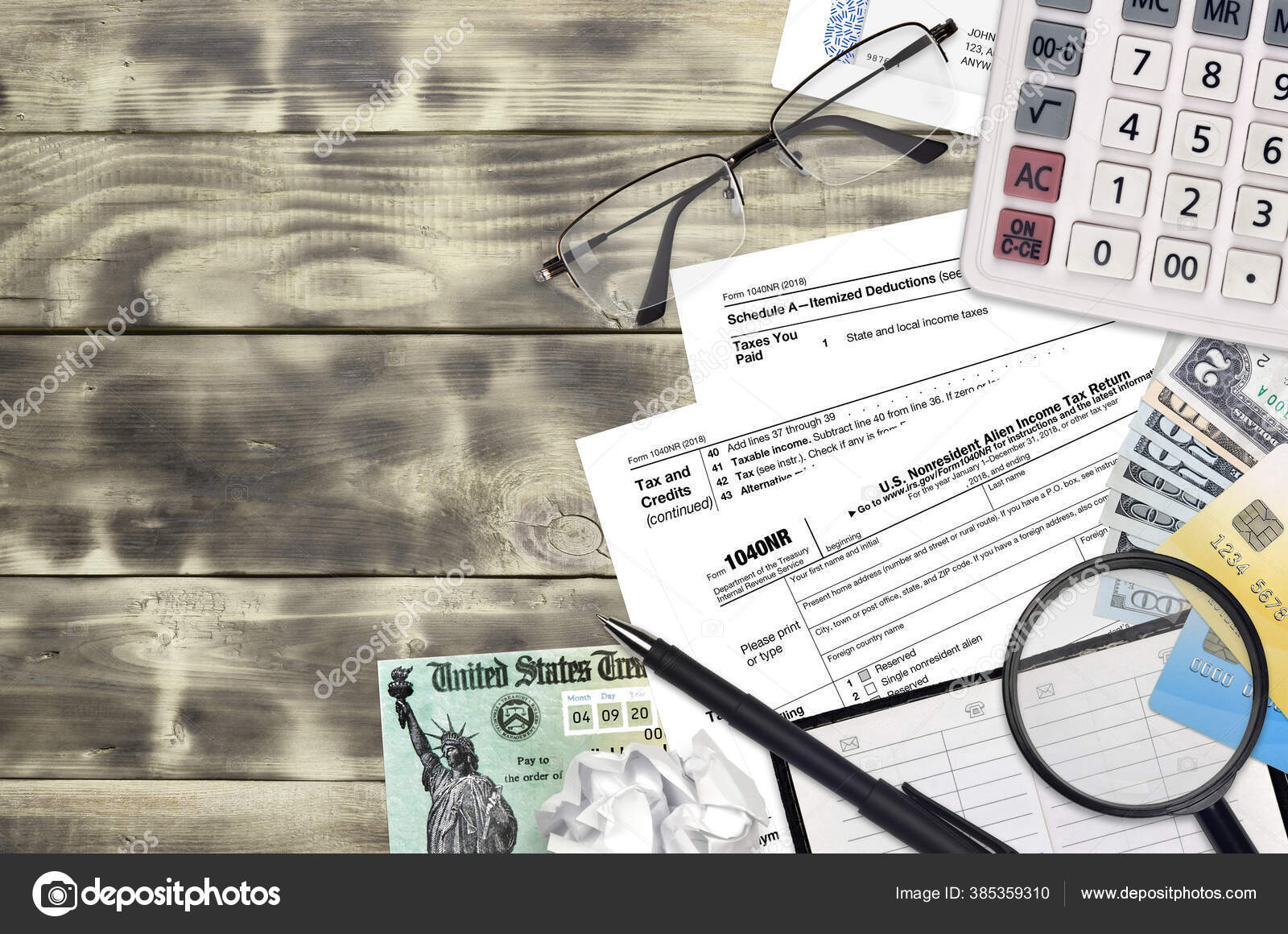 Irs Form 1040Nr Nonresident Alien Tax Return Lies Flat — Stock