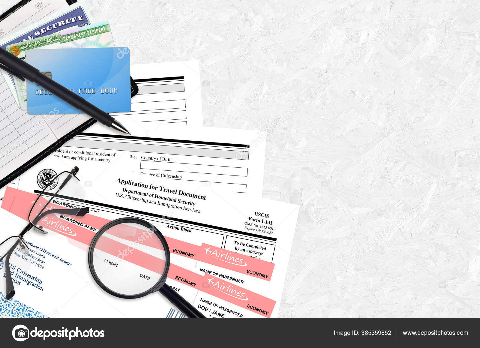 Uscis Form 131 Application Travel Document Lies Flat Lay Office Stock Photo C Mehaniq