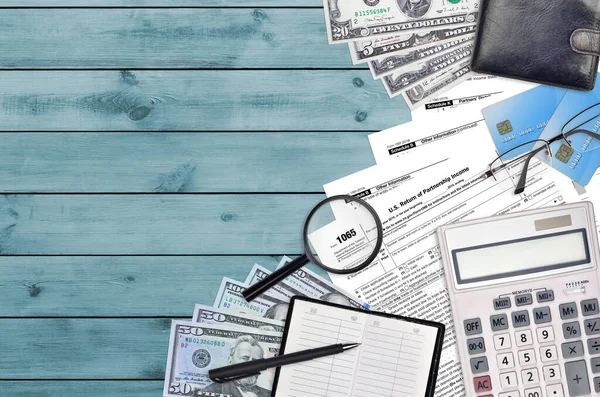 Irs Form 1065 Return Partnership Income Lies Flat Lay Office — Stock Photo, Image