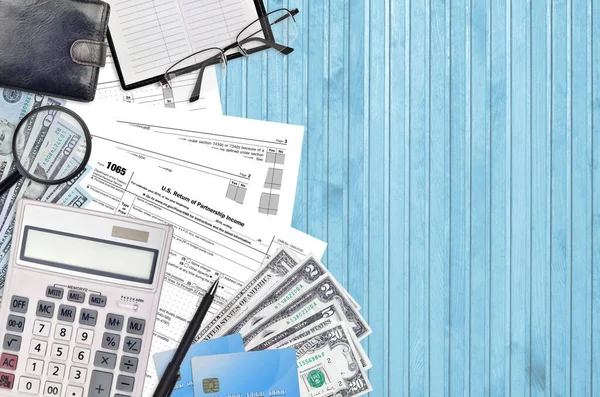 Irs Form 1065 Return Partnership Income Lies Flat Lay Office — Stock Photo, Image