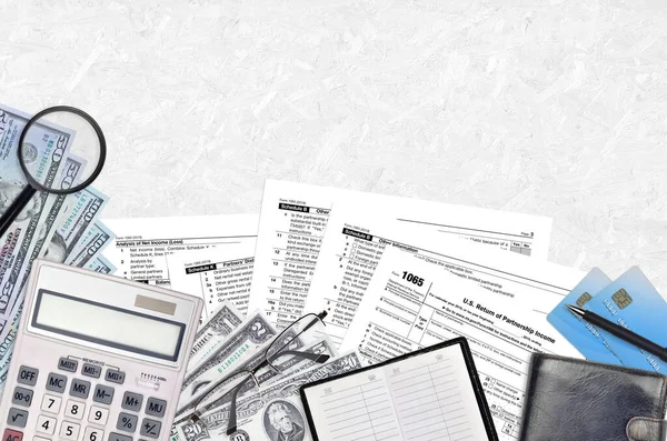 Irs Form 1065 Return Partnership Income Lies Flat Lay Office — Stock Photo, Image