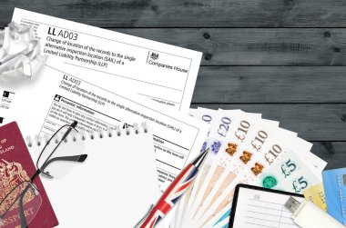 İngilizce form LLAD03 Kayıtların konumu tek alternatif teftiş konumu SAIL sınırlı sorumluluk ortaklığı LLLP Şirketler Evi