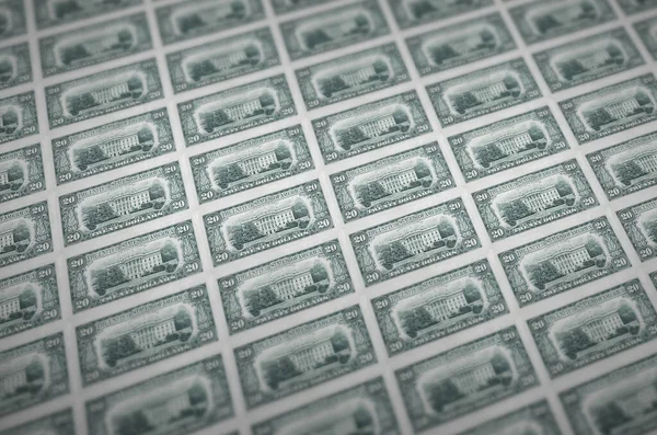 Banconote Dollari Stampate Trasportatore Illegale Denaro Collage Molte Banconote False — Foto Stock