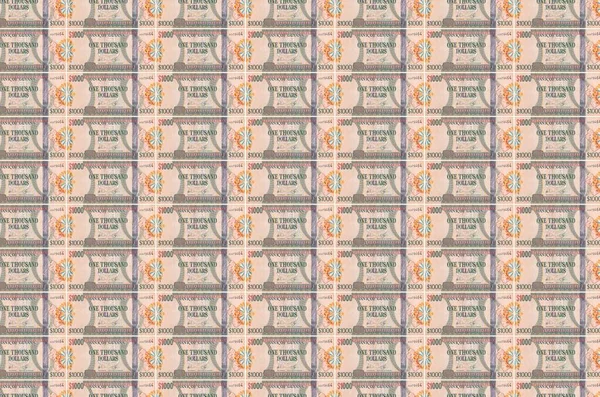 1000 Guyanese Dollars Bills Printed Money Production Conveyor Collage Many — Stock Photo, Image