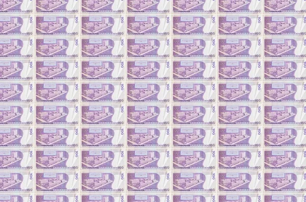 100 Billets Piso Philippins Imprimés Dans Convoyeur Production Monnaie Collage — Photo