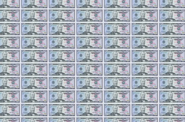 Dollar Biljetten Gedrukt Geld Productie Transportband Collage Van Veel Biljetten — Stockfoto