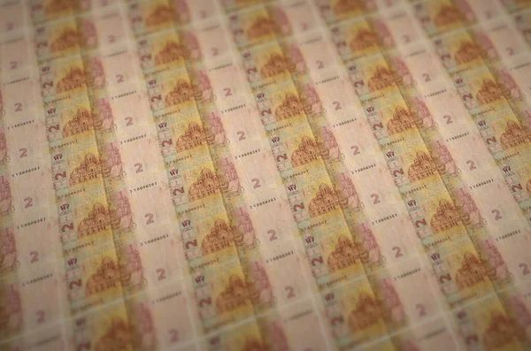 Ukraińskie Banknoty Hrywien Wydrukowane Nielegalnym Przenośniku Produkcji Pieniędzy Kolaż Wielu — Zdjęcie stockowe