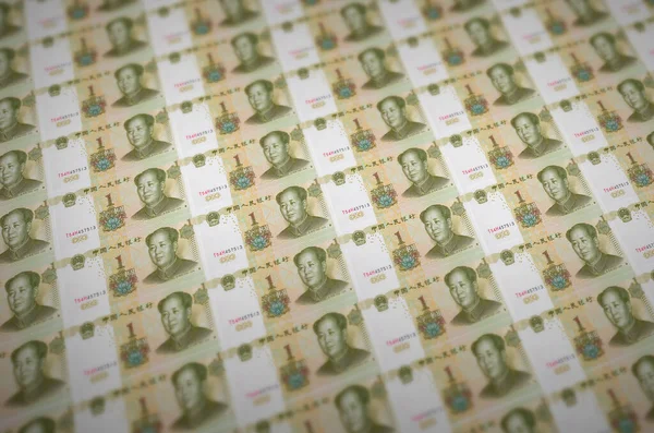 Chinese Yuan Bills Printed Illegal Money Production Conveyor Collage Many — Stock Photo, Image