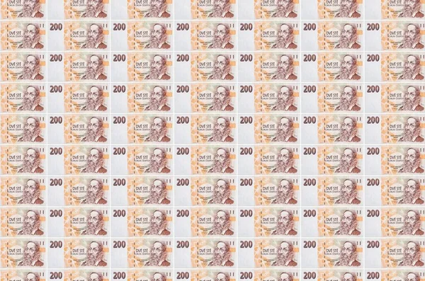 200 Banconote Ceche Corone Stampate Trasportatore Produzione Denaro Collage Molte — Foto Stock
