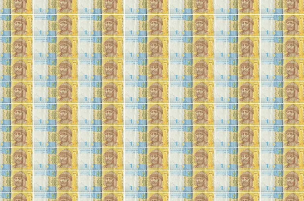 Ukrainian Hryvnia Bills Printed Money Production Conveyor Collage Many Bills — Stock Photo, Image