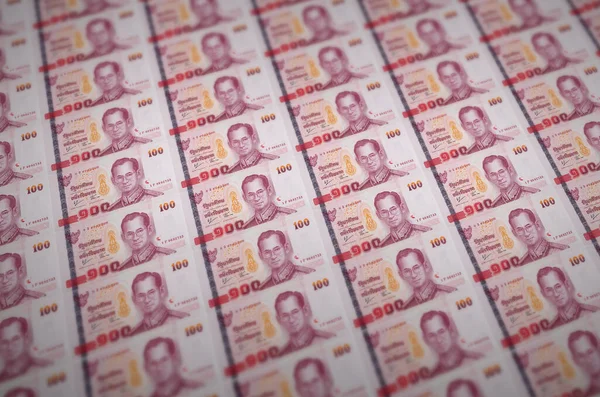 100 Billetes Baht Tailandeses Impresos Transportador Producción Dinero Ilegal Collage —  Fotos de Stock