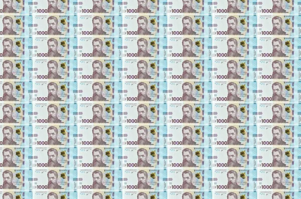 1000 Factures Ukrainiennes Hryvnias Imprimées Dans Convoyeur Production Monnaie Collage — Photo