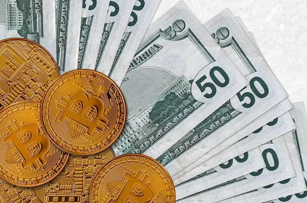 Amerikai Dollár Arany Bitcoin Cryptocurrency Befektetési Koncepció Kripto Bányászati Vagy — Stock Fotó