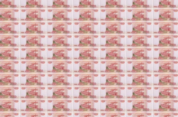 5000 Rubli Russi Stampati Trasportatore Produzione Denaro Collage Molte Banconote — Foto Stock