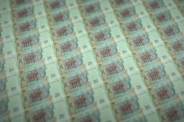 Yasa Dışı Para Üretim Taşıyıcısında Basılmış Ukrayna Hrivniası Banknotu Bir — Stok fotoğraf