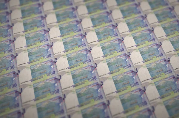 1000 Indonesische Rupiah Scheine Die Einem Förderband Für Illegale Geldproduktion — Stockfoto