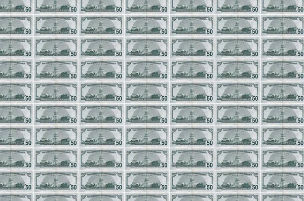 Долларов Сша Банкноты Напечатаны Денежном Конвейере Производства Коллаж Многих Банкнот — стоковое фото