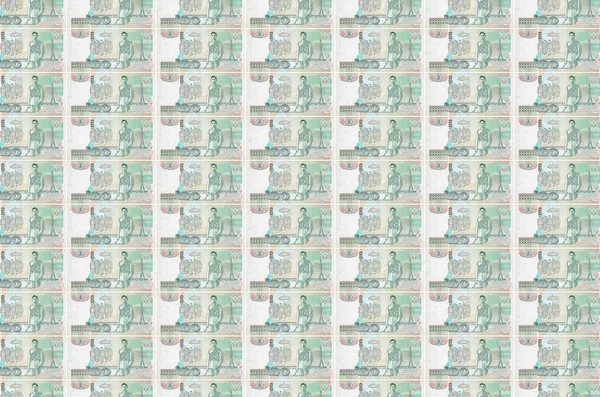 Thai Baht Bills Printed Money Production Conveyor Collage Many Bills — 图库照片