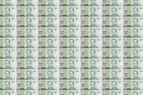 Thai Baht Bills Printed Money Production Conveyor Collage Many Bills — 图库照片