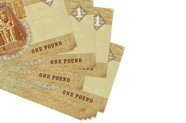 1 Mısır sterlinli banknotlar küçük gruplar halinde ya da beyaz paketler halinde bulunur. Kopyalama alanı olan bir model. İş ve para değişimi kavramı