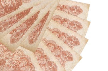 1 Ukrayna kuponu faturası beyaz arka planda izole edilmiş ve hayran şeklinde çoğaltılmış. Finansal işlemler kavramı