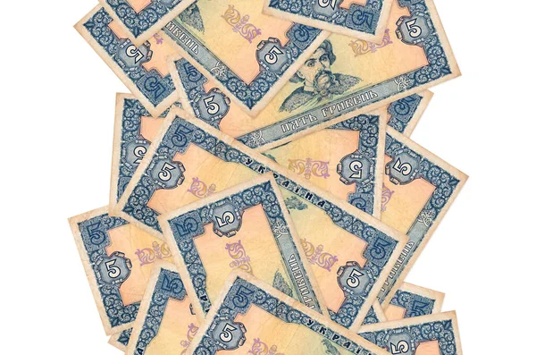 Ukrajinské Hryvnias Bankovky Letí Dolů Izolované Bílém Mnoho Bankovek Padajících — Stock fotografie