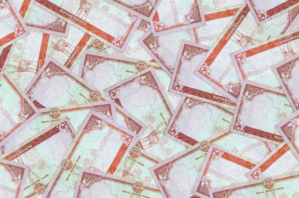 20 Nepal rupisi büyük bir yığın halinde duruyor. Zengin yaşam kavramsal geçmişi. Büyük miktarda para.