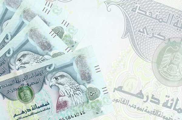 500 Billetes Dirhams Los Emiratos Árabes Unidos Encuentran Pila Sobre —  Fotos de Stock