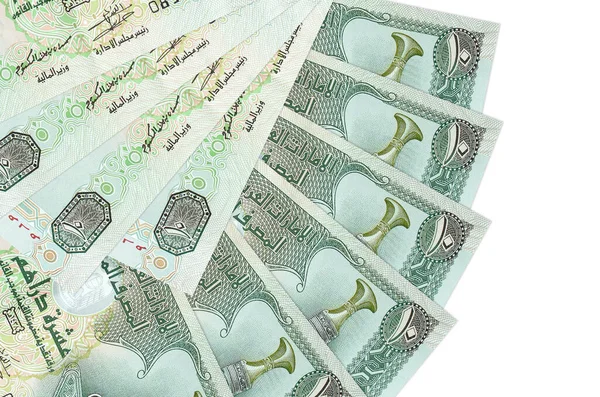 Eae Dirham Bankjegyek Elszigetelt Fehér Háttér Másolási Hely Egymásra Ventilátor — Stock Fotó