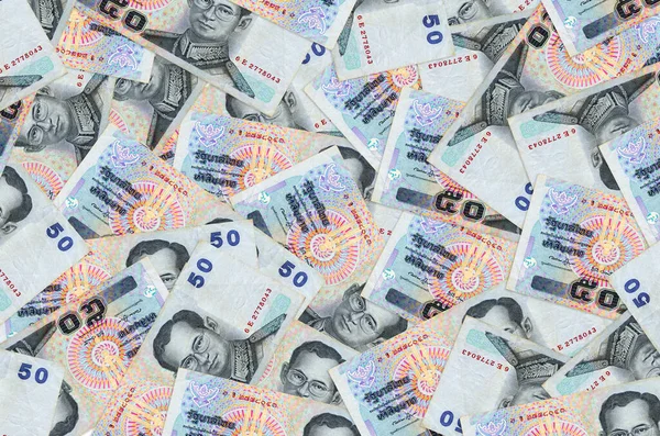 50 Tayland Baht faturası yığınla. Zengin yaşam kavramsal geçmişi. Büyük miktarda para.
