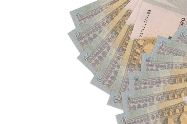 5 avroluk banknotlar beyaz arka planda, kopyalama alanı ile izole edilmiş. Zengin yaşam kavramsal geçmişi. Büyük miktarda ulusal para birimi zenginliği