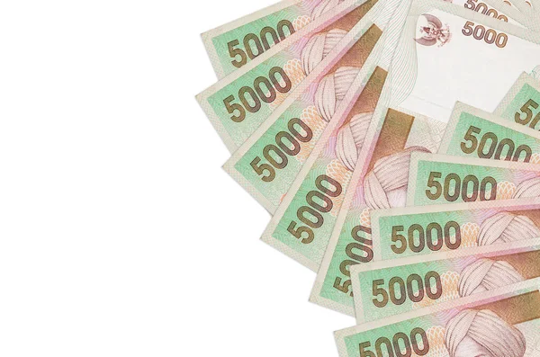 5000 Endonezya rupia banknotu beyaz arka planda, kopyalama alanı ile izole edilmiş. Zengin yaşam kavramsal geçmişi. Büyük miktarda ulusal para birimi zenginliği