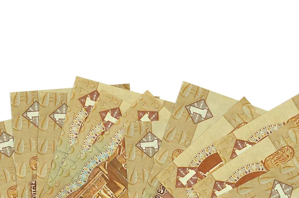 Egyptské Libry Bankovky Leží Spodní Straně Obrazovky Izolované Bílém Pozadí — Stock fotografie