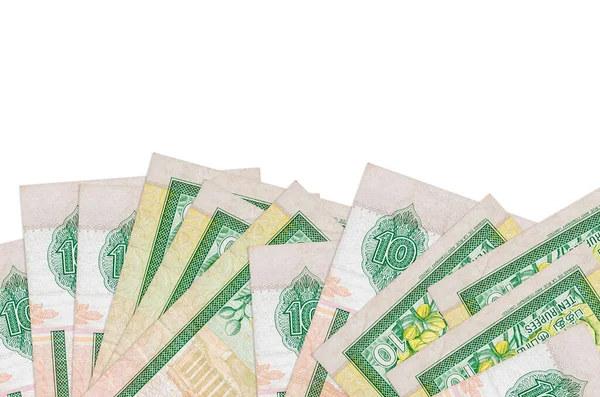 10スリランカのルピー札は コピースペースのある白い背景に隔離された画面の下側にあります お金でビジネスコンセプトのための背景バナーテンプレート — ストック写真