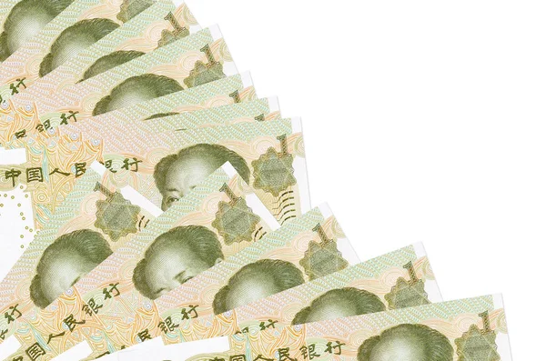 Chinese Yuan Biljetten Ligt Geïsoleerd Witte Achtergrond Met Kopieerruimte Gestapeld — Stockfoto