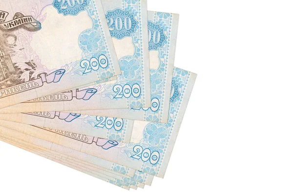 200 Ukrán Hrivnya Bankjegyek Fekszik Kis Kötegben Vagy Csomag Elszigetelt — Stock Fotó