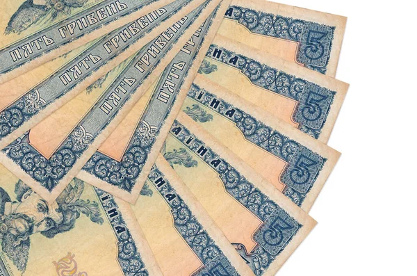 Oekraïense Hryvnias Biljetten Ligt Geïsoleerd Witte Achtergrond Met Kopieerruimte Gestapeld — Stockfoto