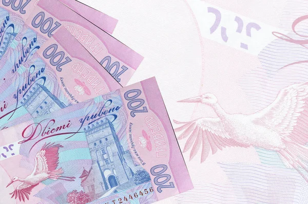 200 Notas Hryvnias Ucranianas Encontram Fundo Grande Nota Semi Transparente — Fotografia de Stock