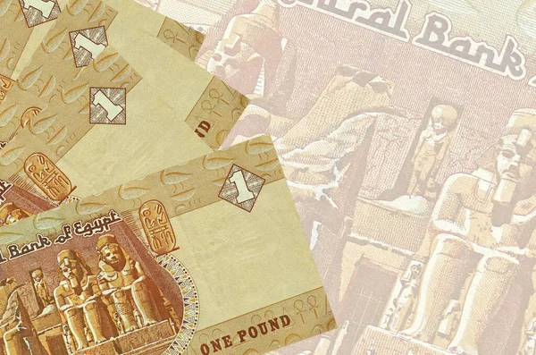 1埃及镑钞票在半透明的大钞票的背景下堆积起来 带有复制空间的业务背景摘要 — 图库照片